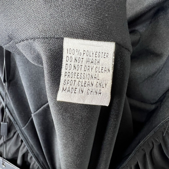 Mac Duggal Black Foldover Long Sleeve Jeweled Midi Dress One-Shoulder Long 10 - Picture 16 of 16